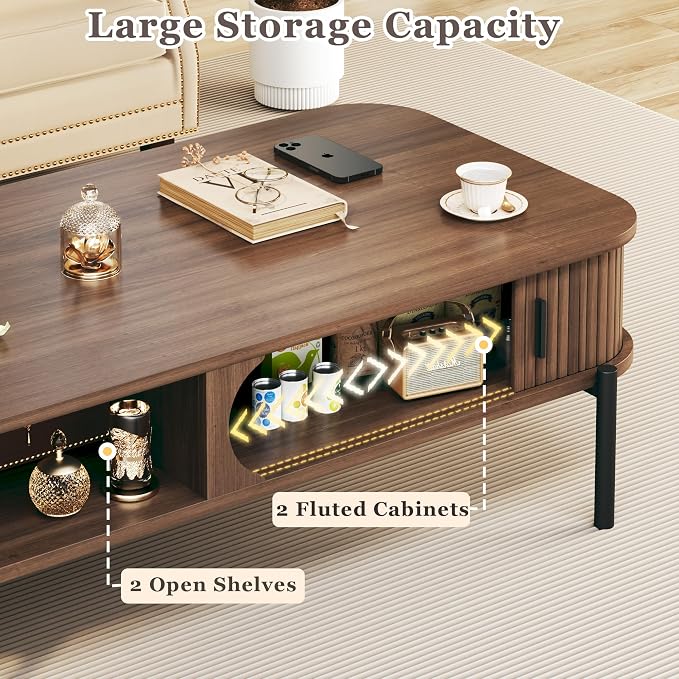 Coffee Table, 47.2" Mid Century Modern Coffee Tables - Image 4