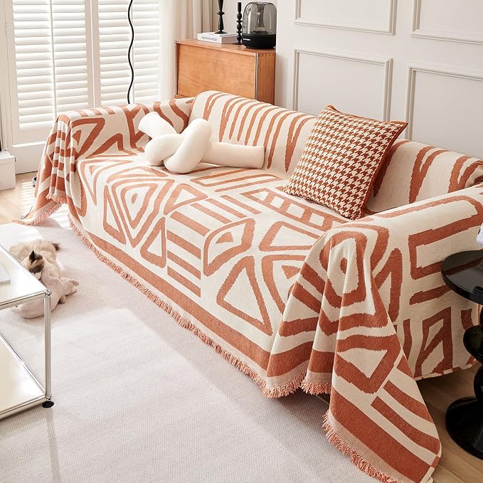 VClife Boho Couch Cover for Dog, Checkered Plaid Couch Covers for Girls Woman - Image 6