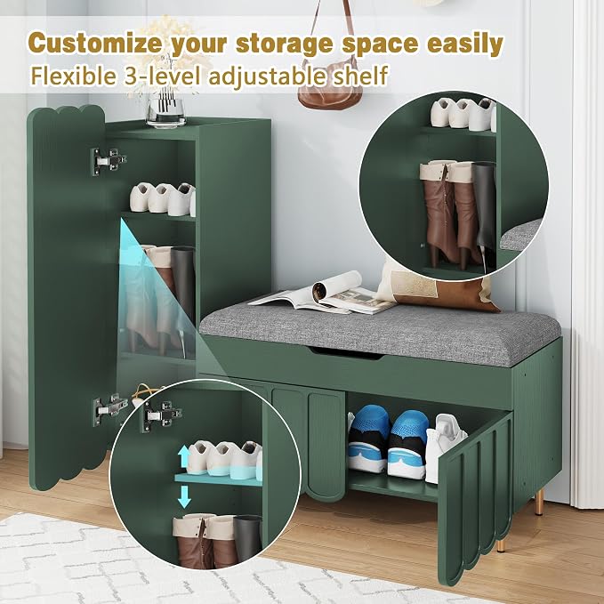 3More Shoe Organizer Cabinet, Entryway Bench - Image 5