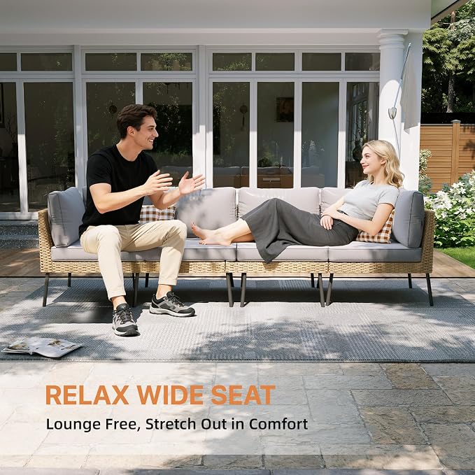 Aoxun 5-Piece Patio Furniture Set, Wicker Outdoor Furniture - Image 4