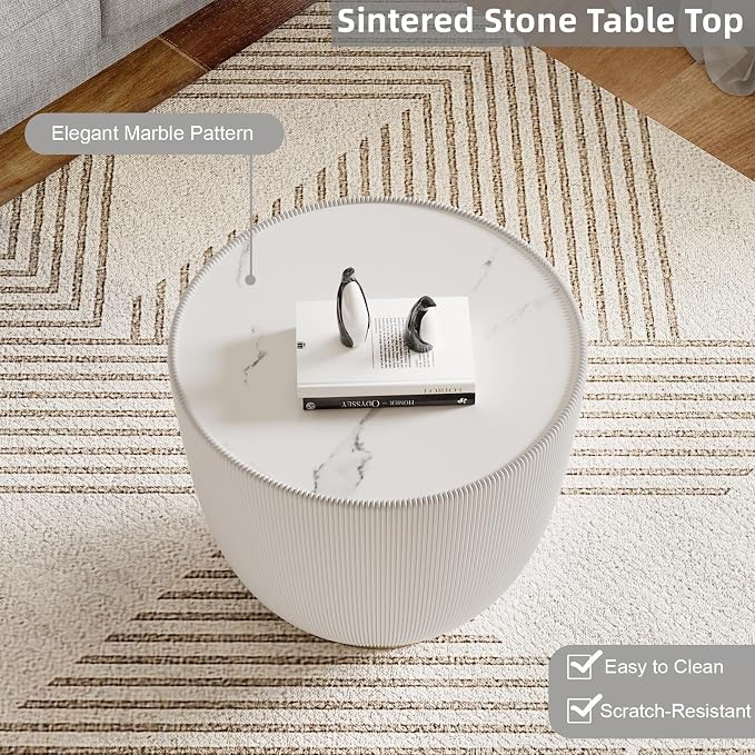 SSLine Bowl-Shape Coffee Table Set of 2 Modern Sintered Stone Top Nesting - Image 6