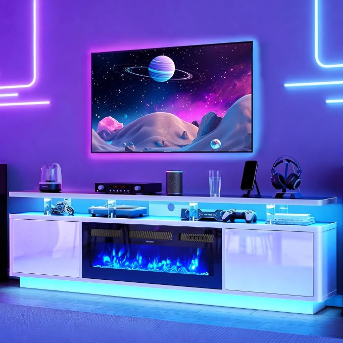 MXV 80" Fireplace TV Stand for TVs UP to 90", Entertainment Center by Unknown