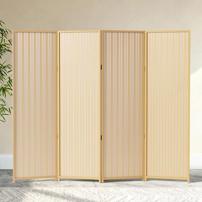 4 Panel Room Divider and Extra Wide Folding Privacy Screen, Bamboo Room Divider by cocosica