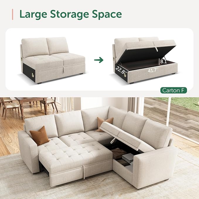 HONBAY Modular Sectional Sleeper Sofa - Image 3