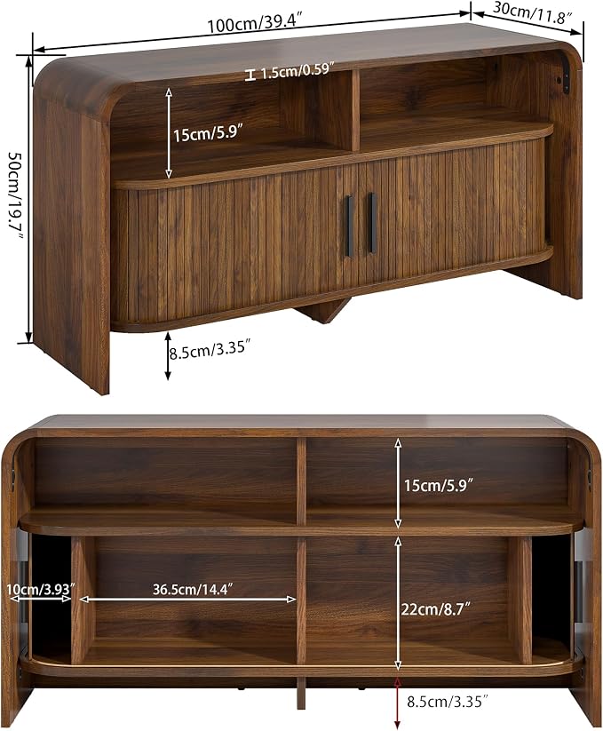 Small TV Stand for Bedroom, Low Fluted TV Console for 40 43 Inch, Mid Century - Image 8