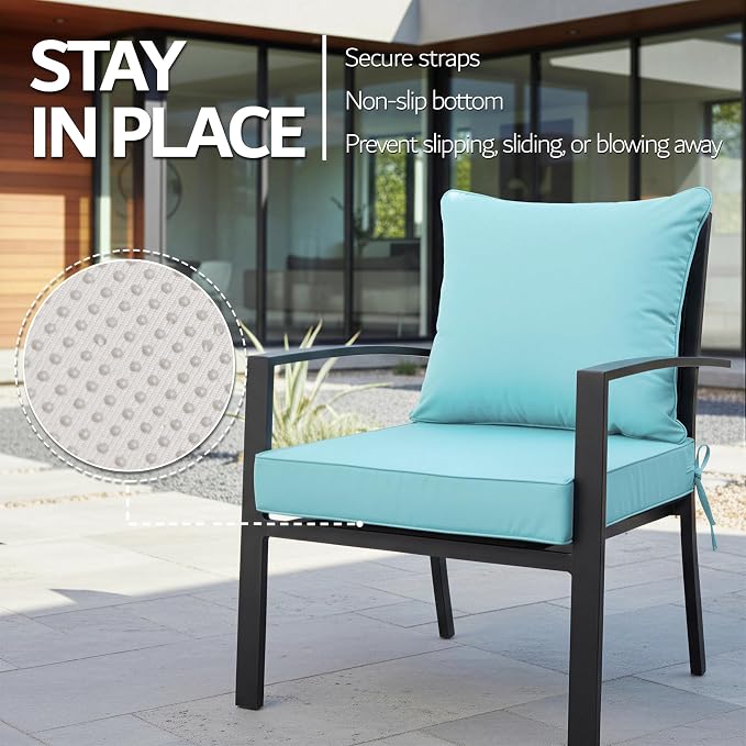 24x24 Inch Outdoor Chair Cushions Set of 4, Patio Furniture Cushions - Image 5