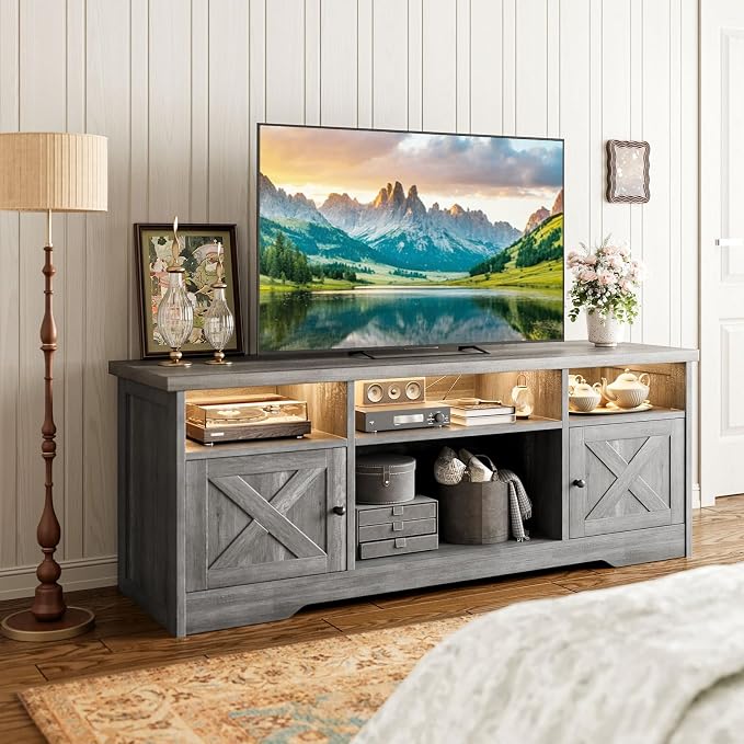 Casaottima TV Stand for 65 Inch TV, Farmhouse Entertainment Center - Image 8