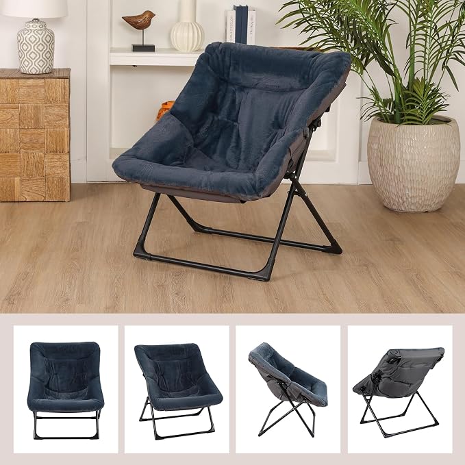 Comfy Saucer Chair for Adults, Soft Faux Fur Bedroom Chair, Accent Dorm Chairs - Image 9