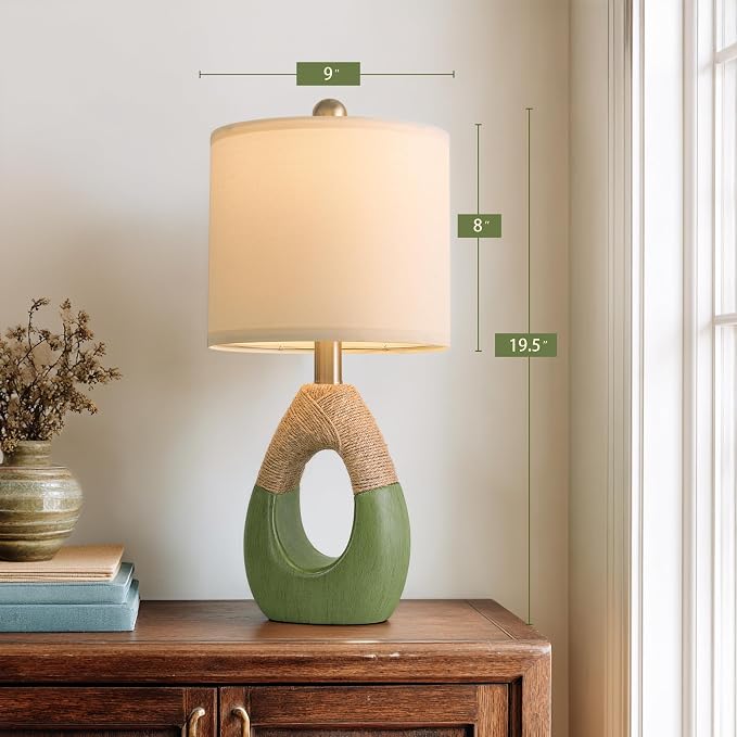 OYEARS 19" Table Lamps Set of 2, Bedside Lamps - Image 7