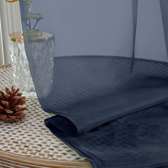 OWENIE Navy Blue Sheer Curtains 120 Inches Long 2 Panels Set, Airy Lightweight - Image 5