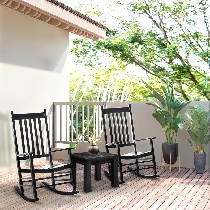 Outsunny Outdoor Rocking Chair, Patio Wooden Rocking Chair - Image 7