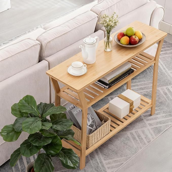 Nnewvante Bamboo Console Table, 38.6" Entryway Table - Image 7