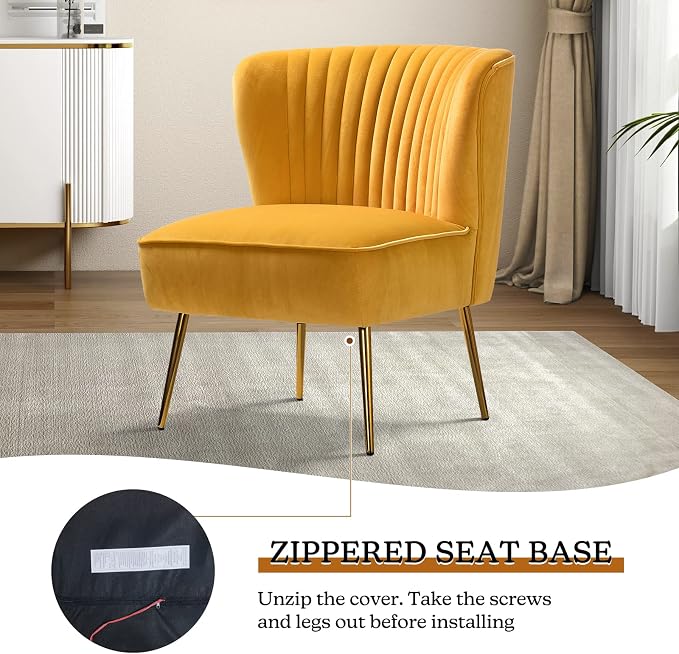 HULALA HOME Velvet Accent Chair, Modern Upholstered Cute Side Chair - Image 6