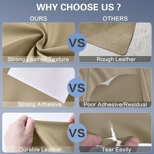 Self Adhesive Leather Repair Patch Kit, 31.4 in x 16 in Large Vinyl Leather - Image 4