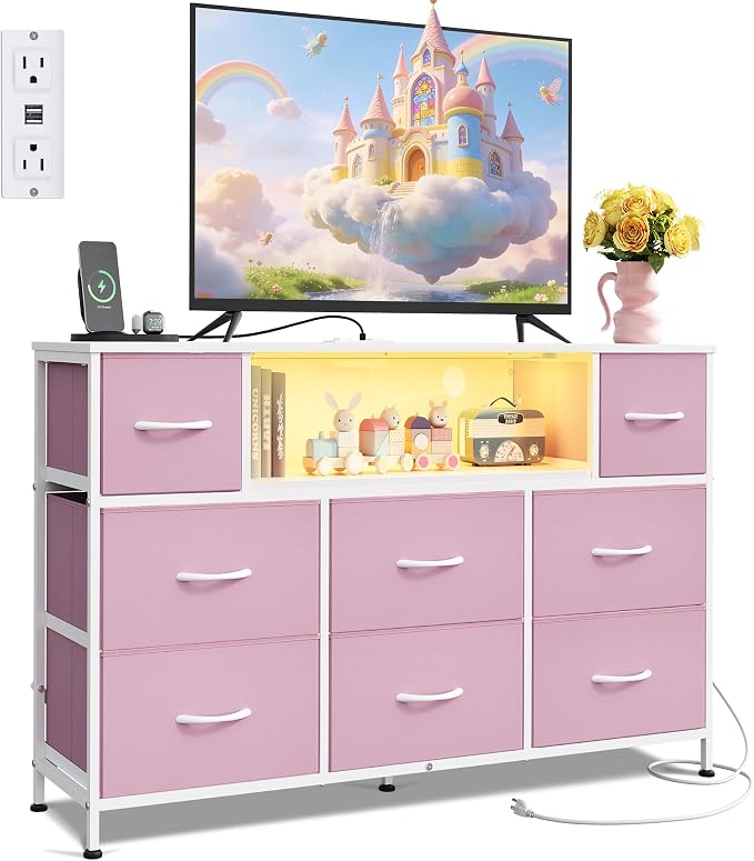 WLIVE Dresser TV Stand for 45, 55 inch TV, Entertainment Center by WLIVE