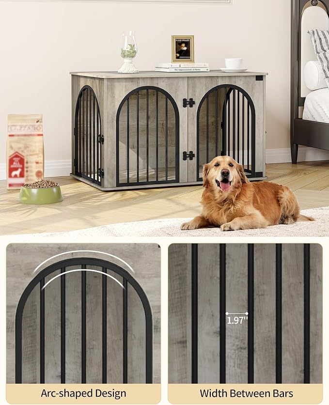 Hzuaneri 39.4" Wooden Dog Crate Furniture, Indoor Dog Kennel Dogs Cage - Image 3