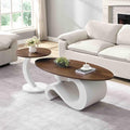 Modern Oval Coffee Table Set of 2, Wood Nesting Coffee Tables by Henf