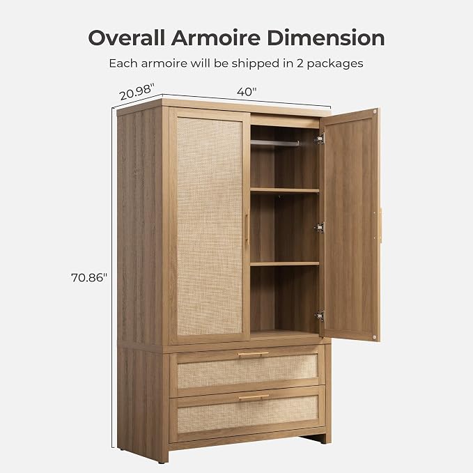 SICOTAS Larger Armoire Wardrobe Closet, Boho Armoire Clothes Organizer - Image 2
