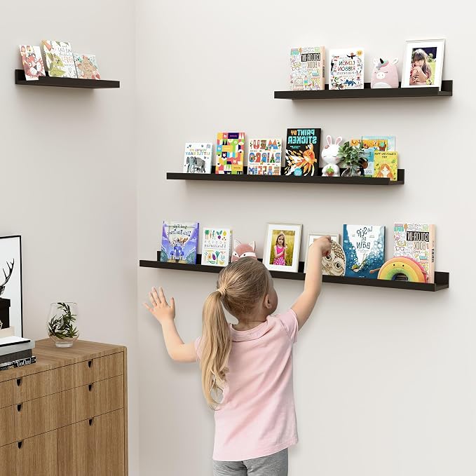 Floating Shelves for Wall, 24 inch Wood Floating Shelves Set of 2, Picture - Image 2