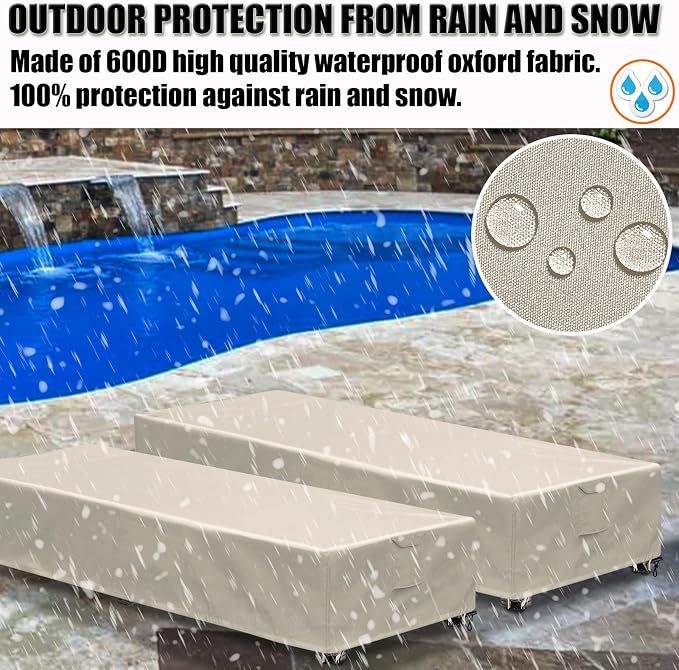 Outdoor Chaise Lounge Cover 1 Pack Patio Lounge Chair Covers Waterproof 600D - Image 4