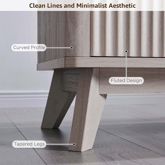 OKD 70" Mid Century Modern Fluted TV Stand, Entertainment Center, Media Console - Image 5