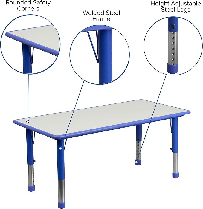 Flash Furniture Wren 23.625''W x 47.25''L Rectangular Blue Plastic Height - Image 4