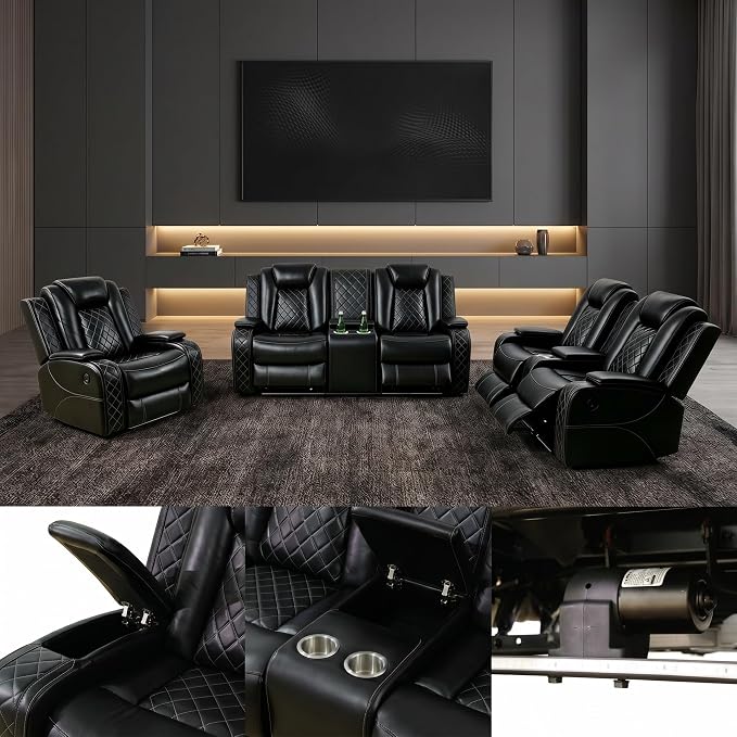 Leather Sofa Set, Power Recliner Sofa Set - Image 6