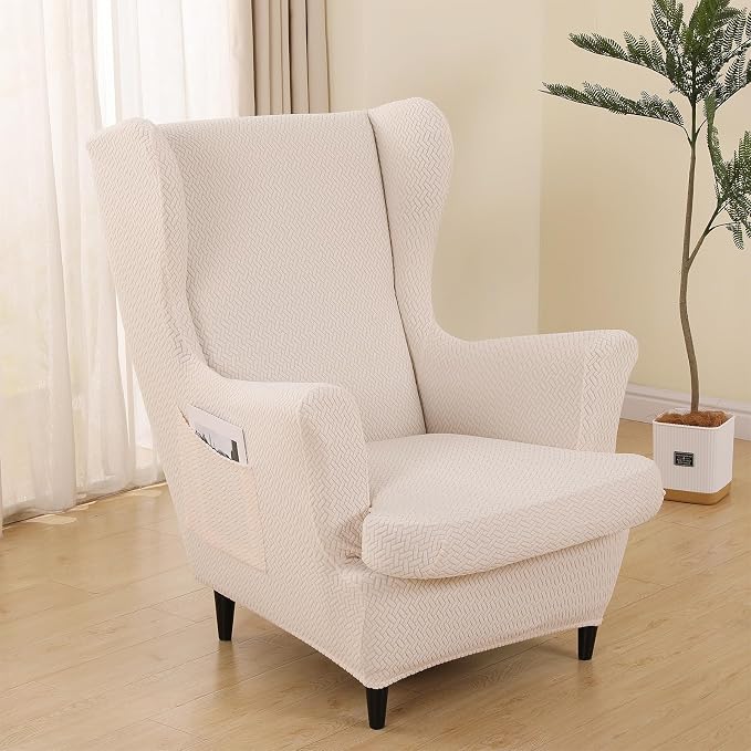 HAOYONG Jacquard Wingback Chair Cover Thickening Armchair Covers 2 Pieces - Image 7