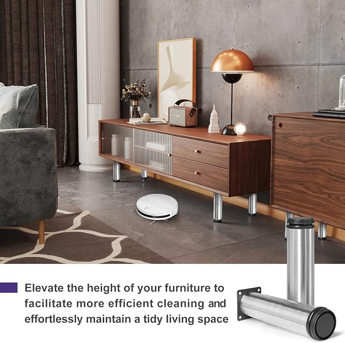 10 Inch Metal Furniture Legs Stainless Steel Adjustable Legs Silver Metal Legs - Image 4