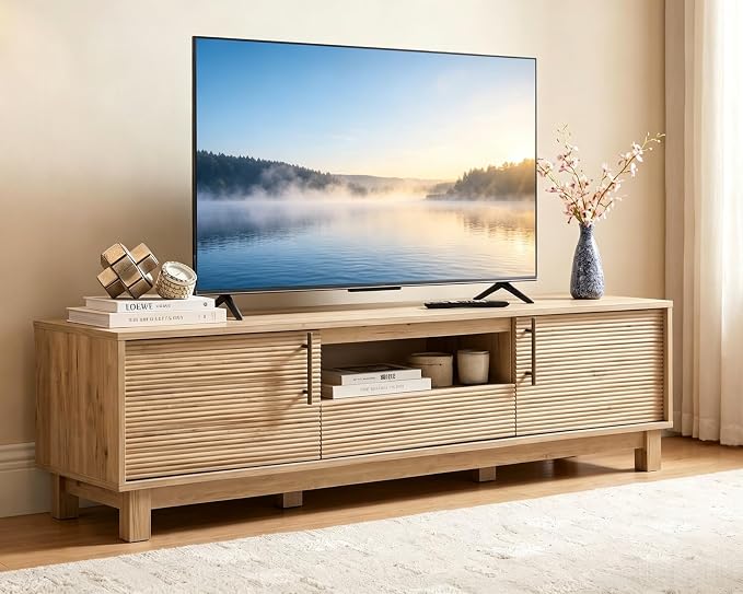 Amada 58" TV Stand for TVs up to 65 Inch, Fluted Entertainment Center by AMADAHOMEFURNISHING