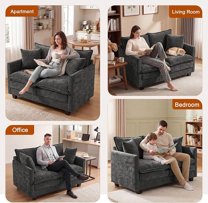 Loveseat Sofa Cloud Sofa Couch 50'', Modern Loveseats 2 Seat Couch 27" Deep Seat - Image 8