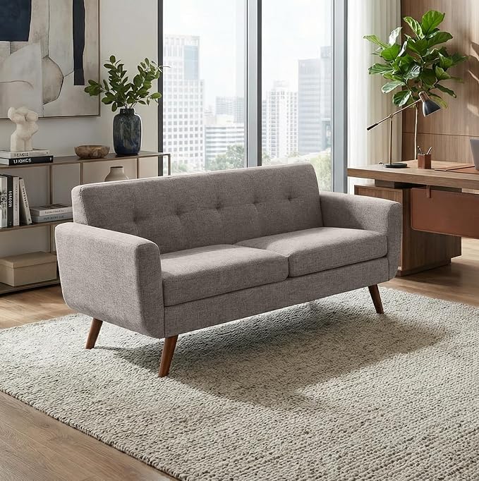 Tbfit 65" W Loveseat Sofa, Mid Century Modern Love Seat Couches - Image 4