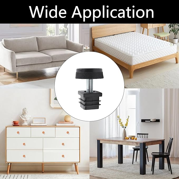 8Pcs Adjustable Leveling Feet, Square Insert Kit, Furniture Glide Leveler - Image 7
