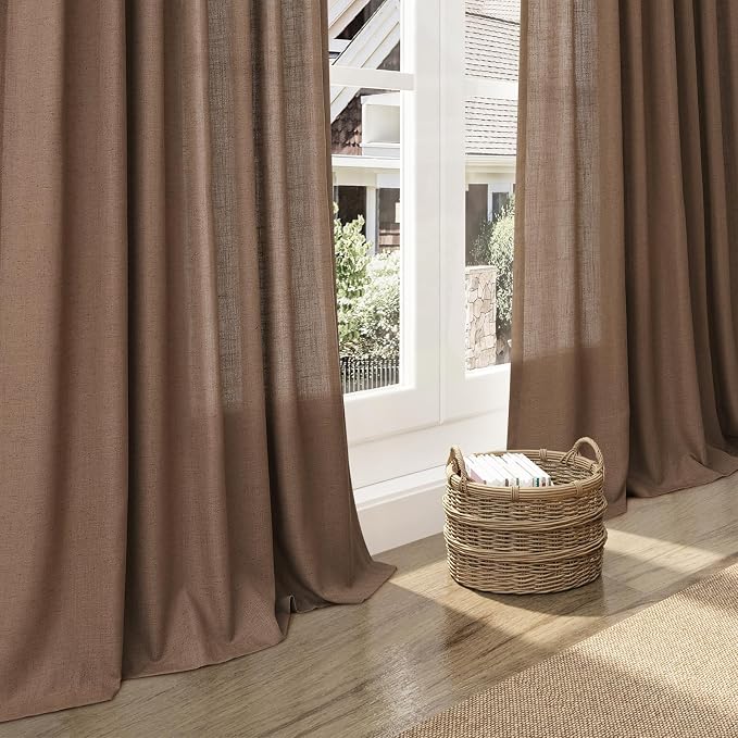 Caramel Brown Linen Curtains 96 Inches Long - Image 5