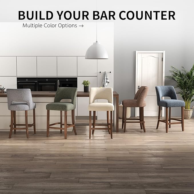 VKNOW Bar Stools Set of 6, Modern Counter Stools - Image 7