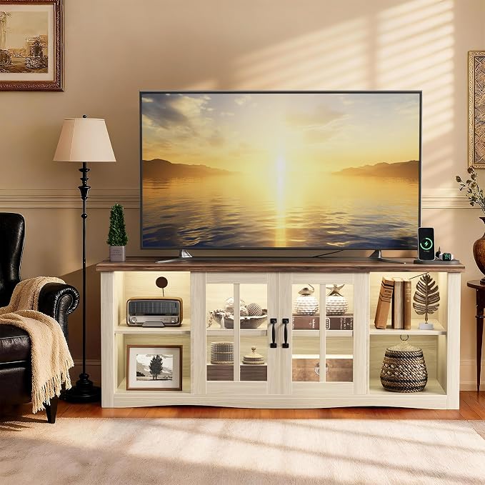 YESHOMY Farmhouse LED TV Stand - Image 2