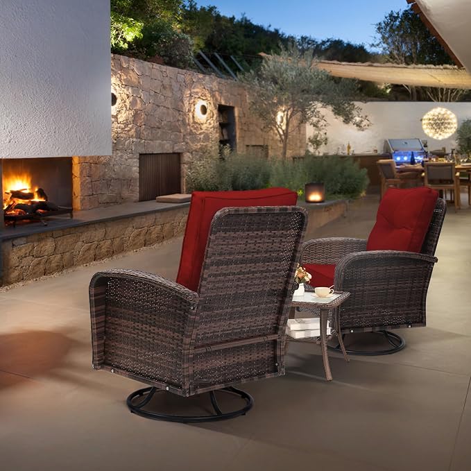 wildformers Luxury Outdoor Swivel Wicker Glider Patio Chairs - Image 8