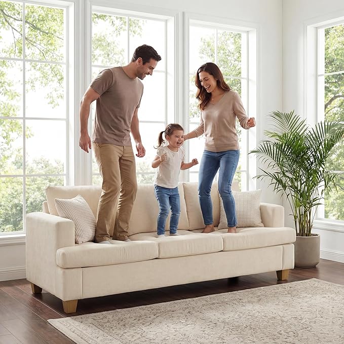 Apicizon 89" 3 Seater Modern Sofa, Chenille Couch - Image 4