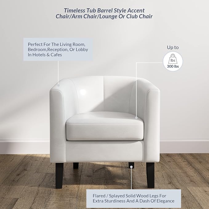 BELLEZE Accent Barrel Chair, Club Tub Sofa Corner Chair - Image 3