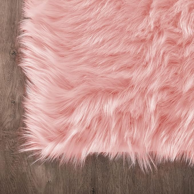 Latepis Pink Runner Faux Sheepskin Fur Rugs 2X5 Fluffy Rug - Image 5