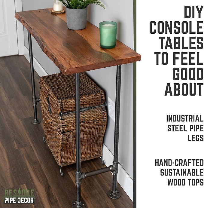 Restore by Pipe DÉCOR Live Edge Wood Console Table 48 in. x 16 in. x 34 in. - Image 4