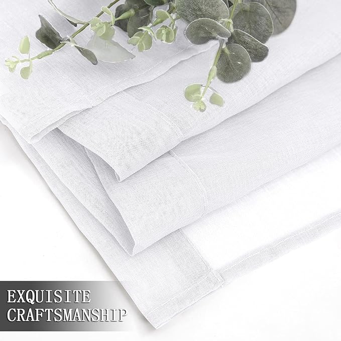 Tollpiz Short Sheer Tier Curtains Linen Textured Half Kitchen Curtain Sheers - Image 7
