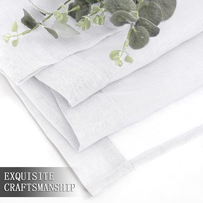Tollpiz Sheer Curtain Linen Textured Living Room Curtains Sheer Light Filtering - Image 7