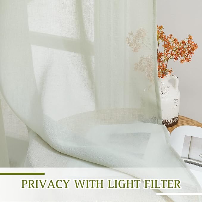 NICETOWN Privacy Semi Sheer Linen Curtains Extra Long 108" Long, Grommet Linen - Image 5