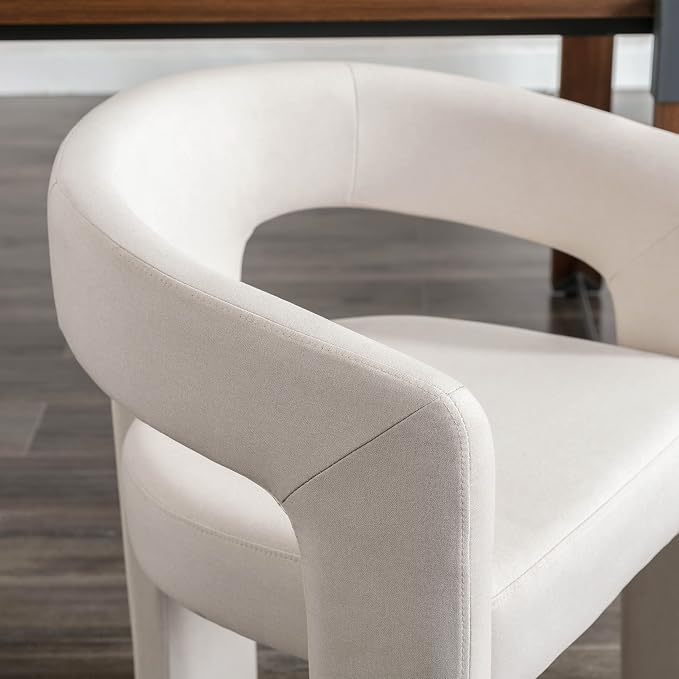 RIVOVA Modern Barrel Dining Chairs Set of 2, Linen Upholstered Accent Side Chair - Image 5