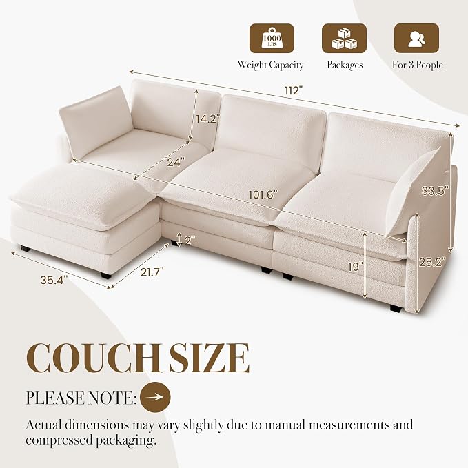 ROWHY 112'' Modular Sectional Cloud Couch - Image 2