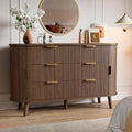 Decofy Fluted 6 Drawers Dresser, Curved Profile & Sturdy Legs, Wood TV Stand by Decofy