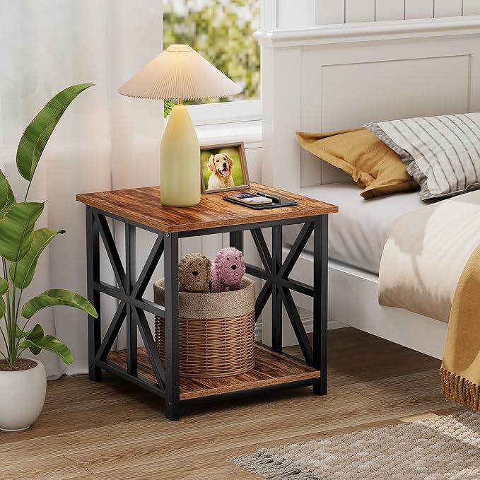 GreenForest End Table with 2-Tier Storage Shelf, 19.7 inch Side Table - Image 9