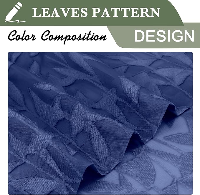 Lecloud Leia Dusty Blue Sheer Kitchen Curtains 30 Inch Length 2 Panels Set - Image 7
