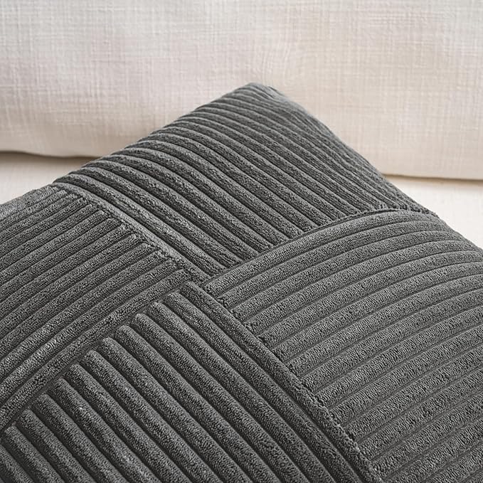 Fancy Homi 2 Packs Dark Gray Long Lumbar Decorative Throw Pillow Covers 16x24 - Image 3